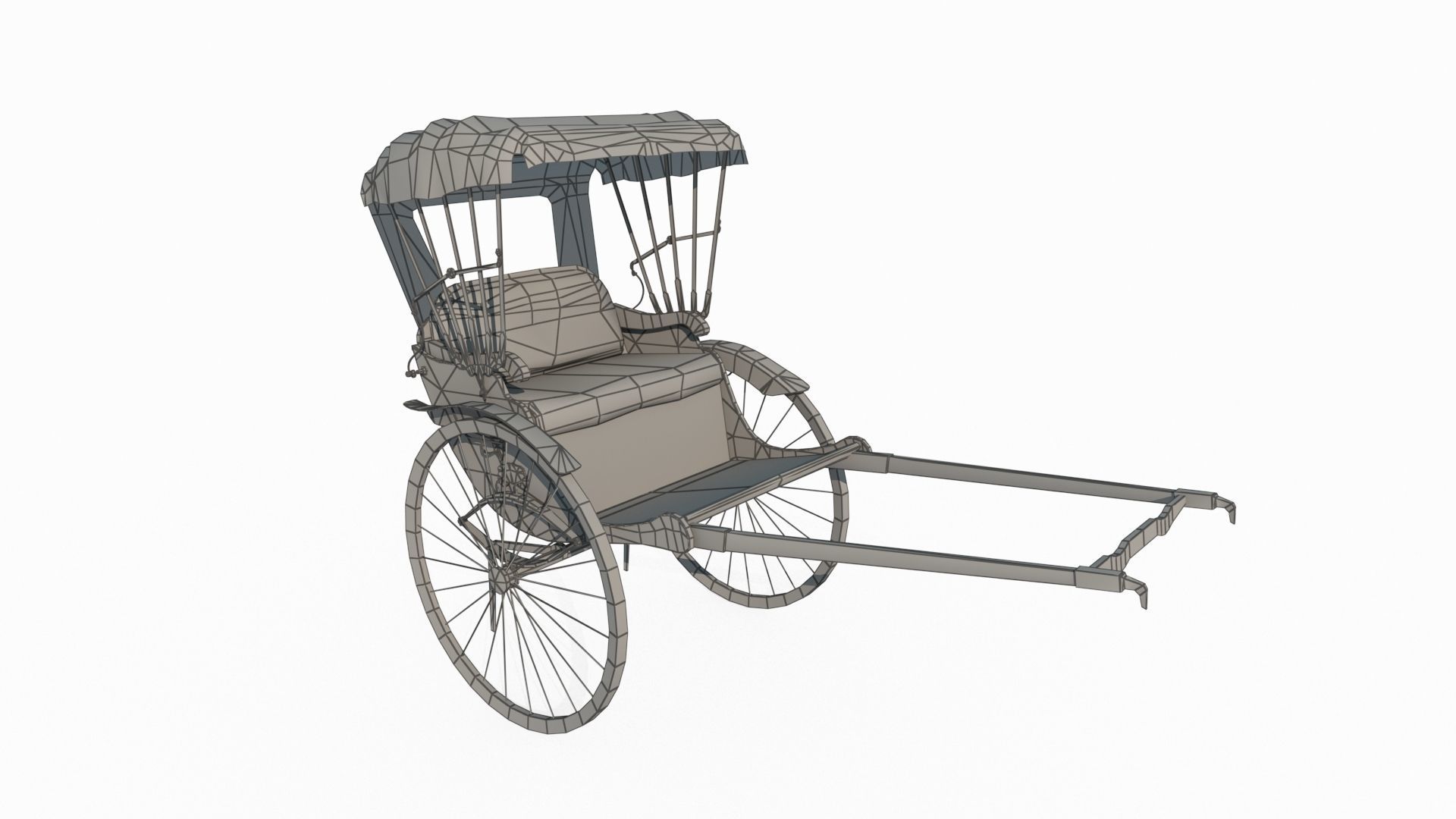 Old style vehicle rickshaw 3D model_4