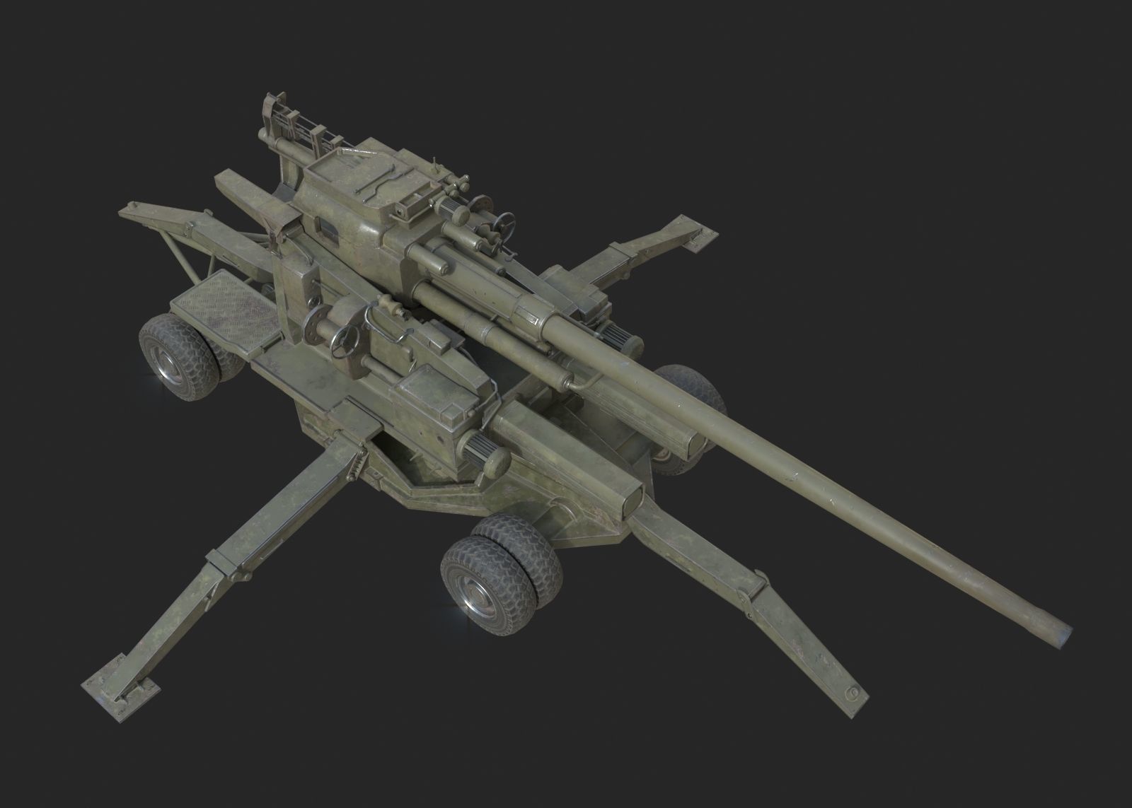 3D model Soviet KS30 130mm antiaircraft gun Flak KS30 VR / AR / low