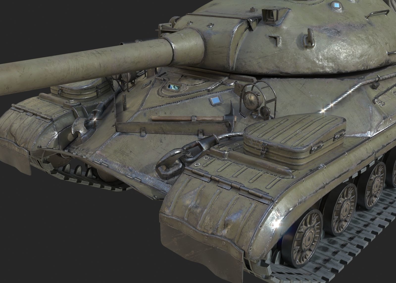 Soviet IS10 T-10 Josef Stalin Heavy Tank IS-10 Low-poly 3D model_6