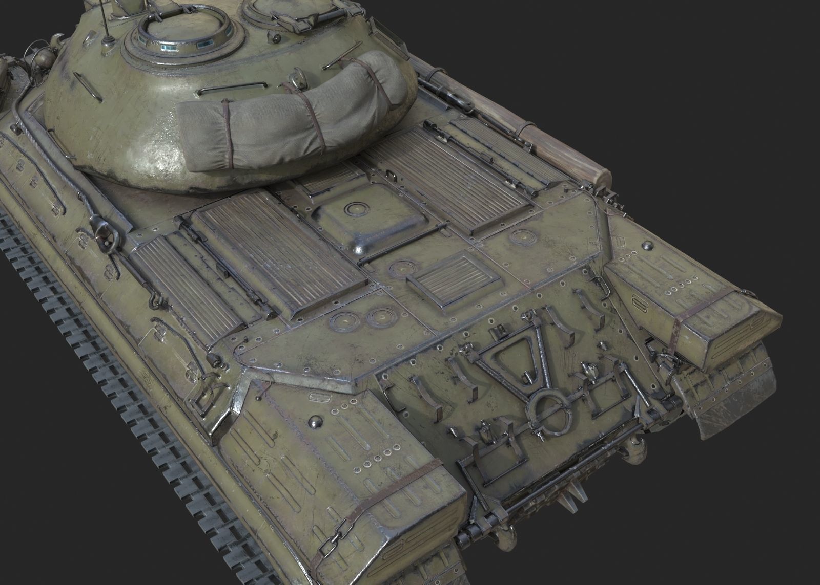 Soviet IS10 T-10 Josef Stalin Heavy Tank IS-10 Low-poly 3D model_5