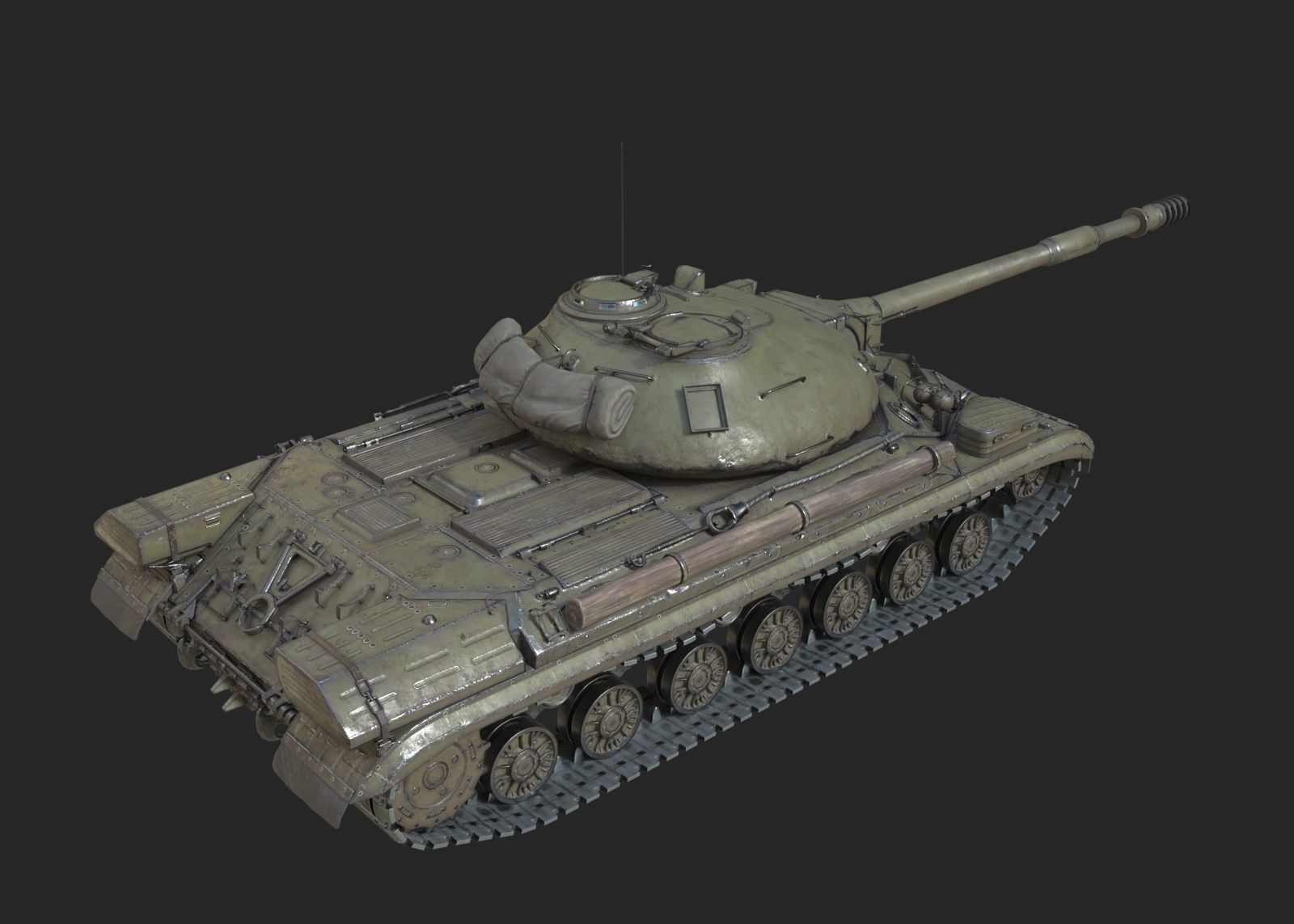 Soviet IS10 T-10 Josef Stalin Heavy Tank IS-10 Low-poly 3D model_1
