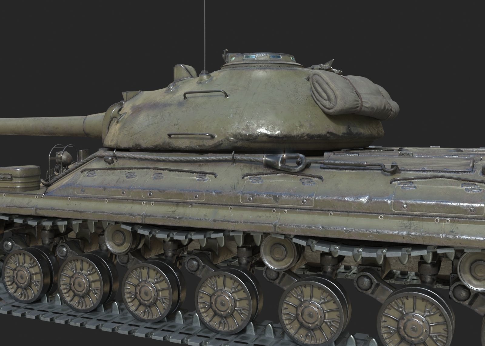 Soviet IS10 T-10 Josef Stalin Heavy Tank IS-10 Low-poly 3D model_7