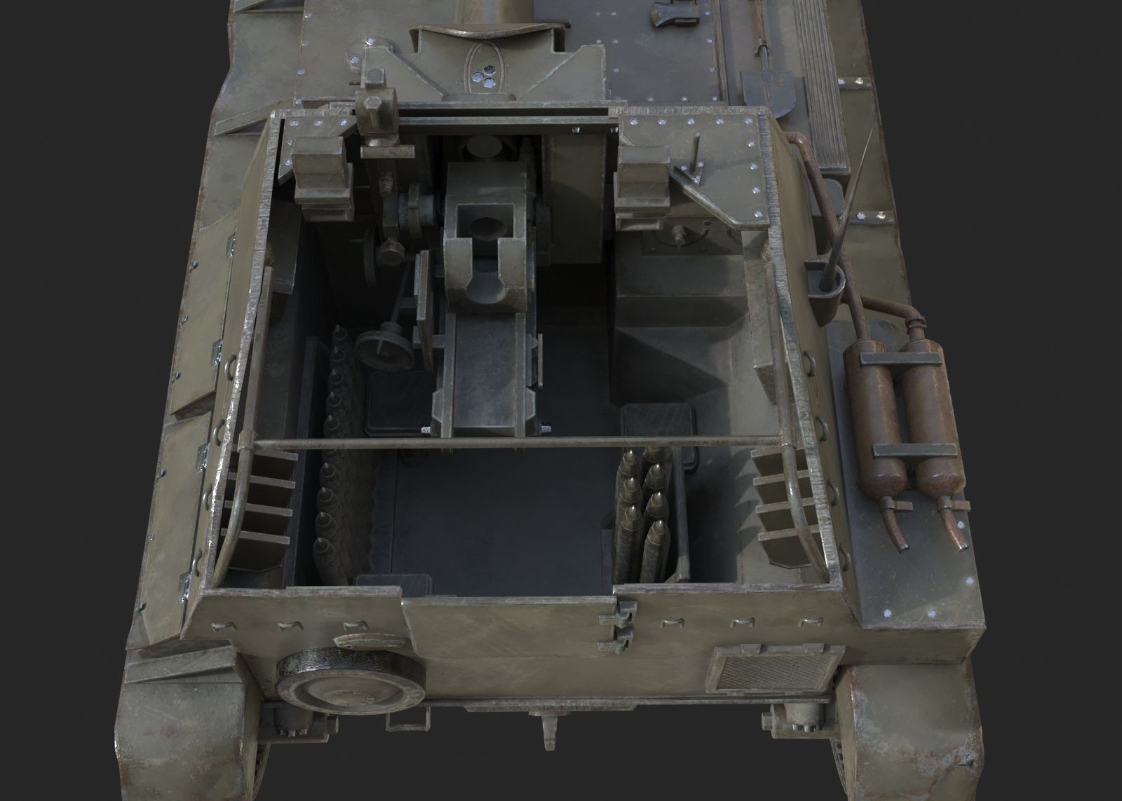 WWII Soviet SU76 SU-76 76mm Self-propelled artillery cannon Low-poly 3D model_7