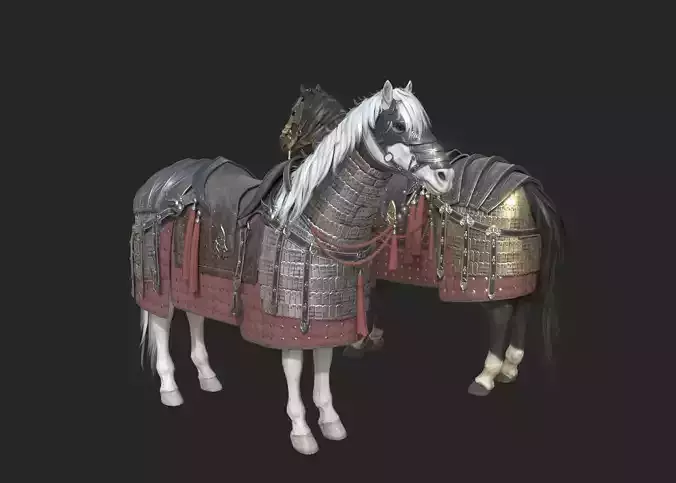 Ancient Chinese Armored Warhorse Mounted cavalry horse