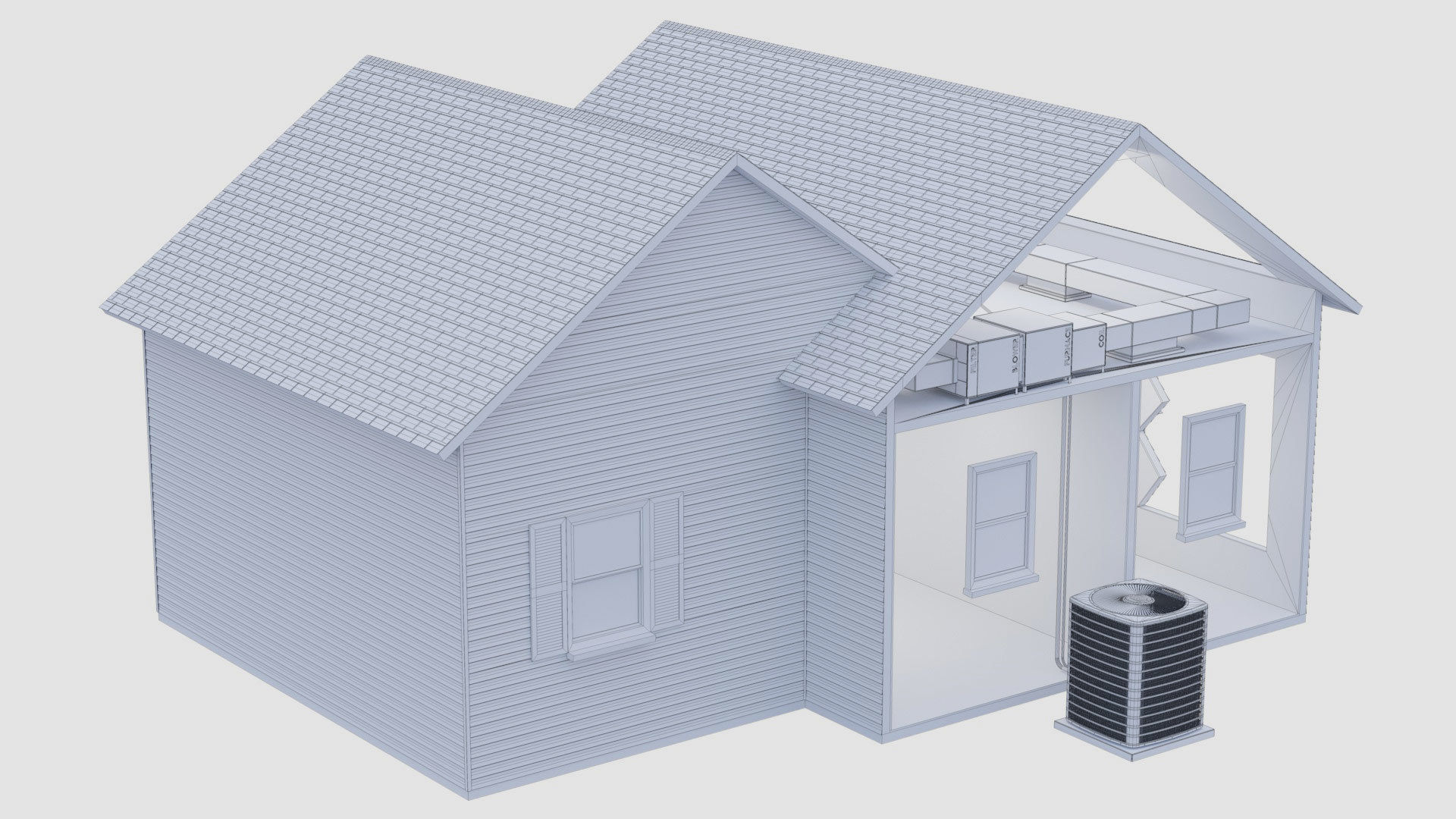 HVAC House Cutaway 3D model_5