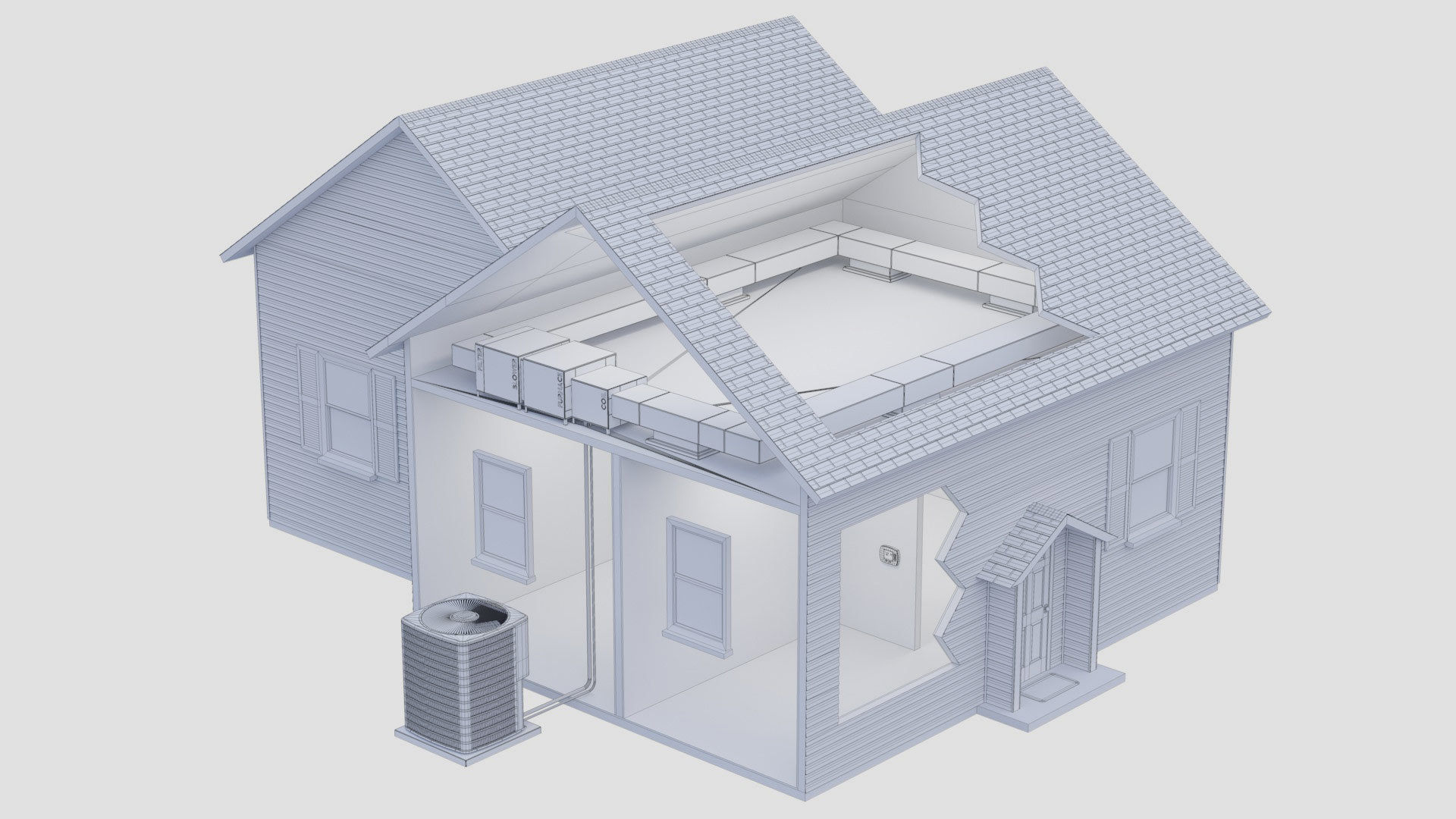 HVAC House Cutaway 3D model_1