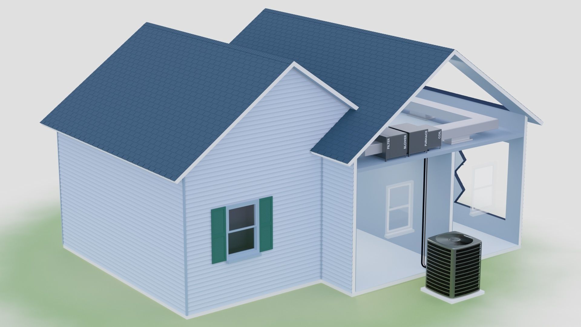 HVAC House Cutaway 3D model_4