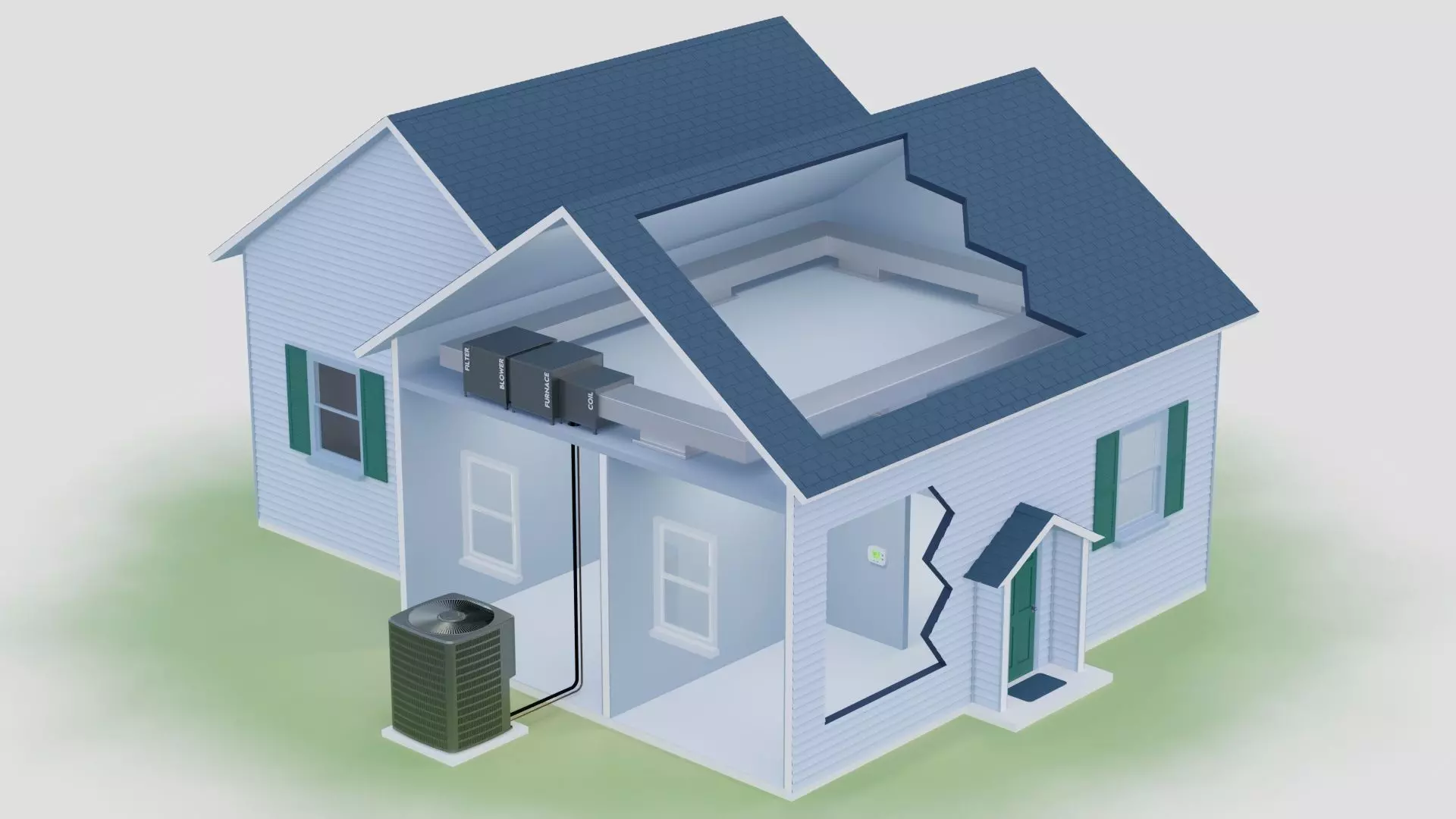 HVAC House Cutaway 3D model_0
