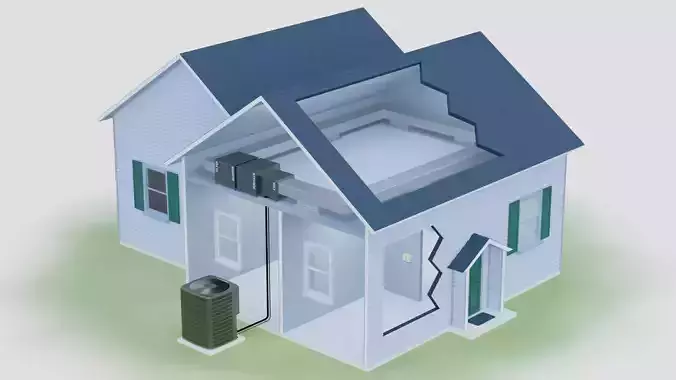 HVAC House Cutaway 3D model