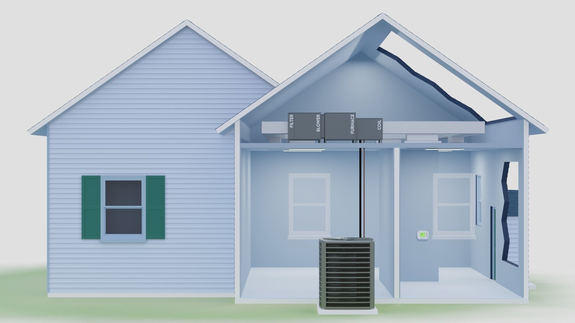HVAC House Cutaway 3D model_2