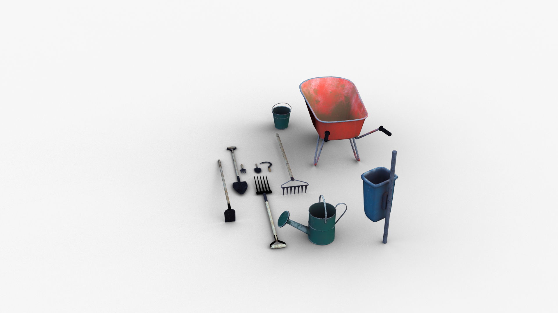 Garden Tools Low-poly 3D model_7