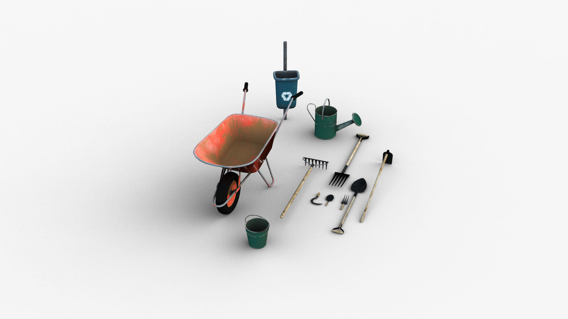 Garden Tools Low-poly 3D model_30