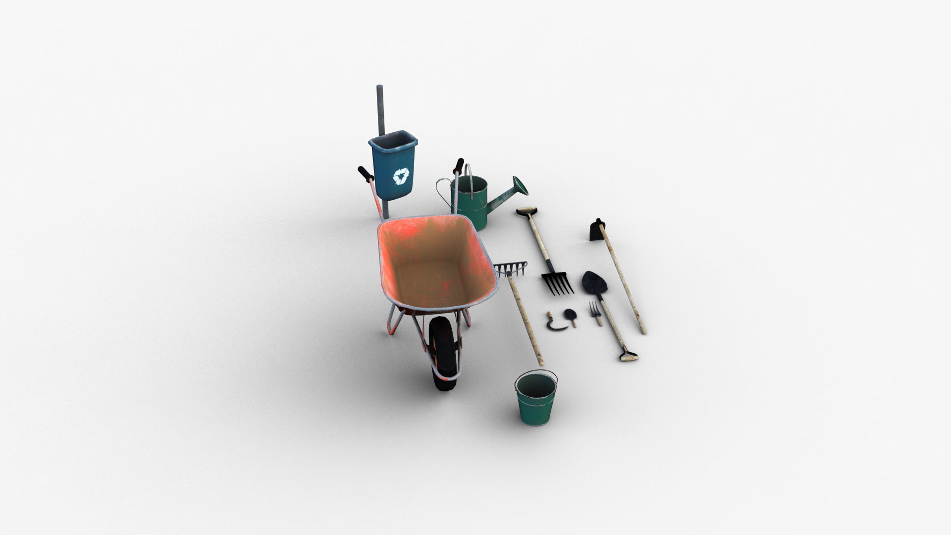 Garden Tools Low-poly 3D model_6