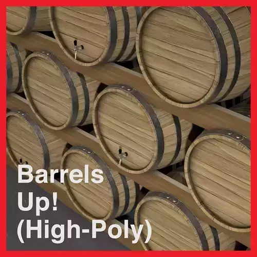 Wooden Barrels High-Poly 3D model Wooden Barrels High-Poly 3D model