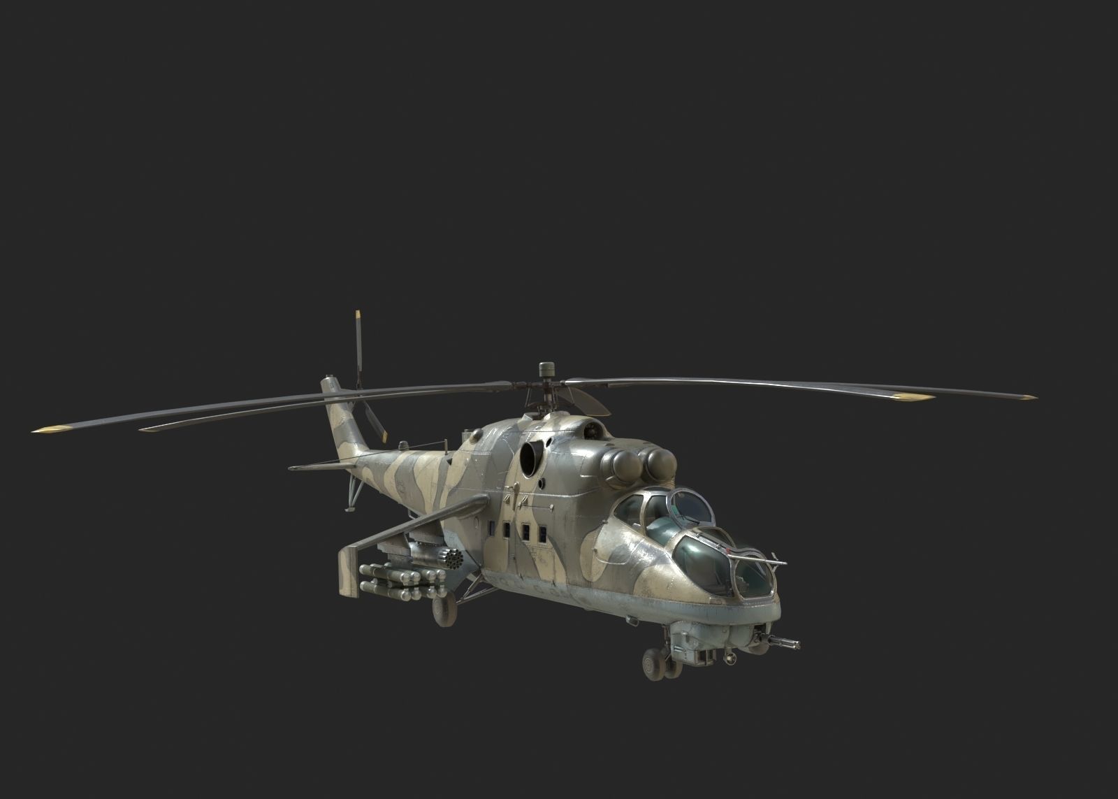 4 coatings of Russian Mi24V Hind Gunship attack helicopter Low-poly 3D model_18