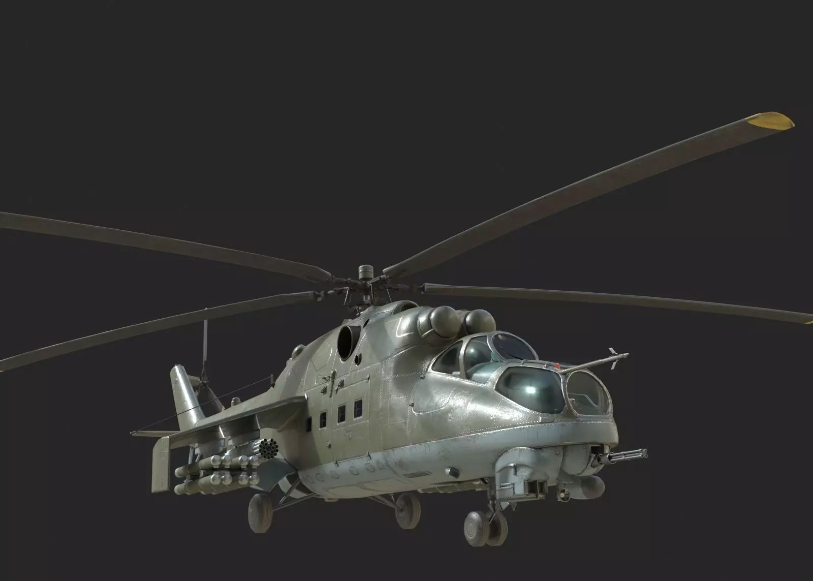 4 coatings of Russian Mi24V Hind Gunship attack helicopter Low-poly 3D model_0