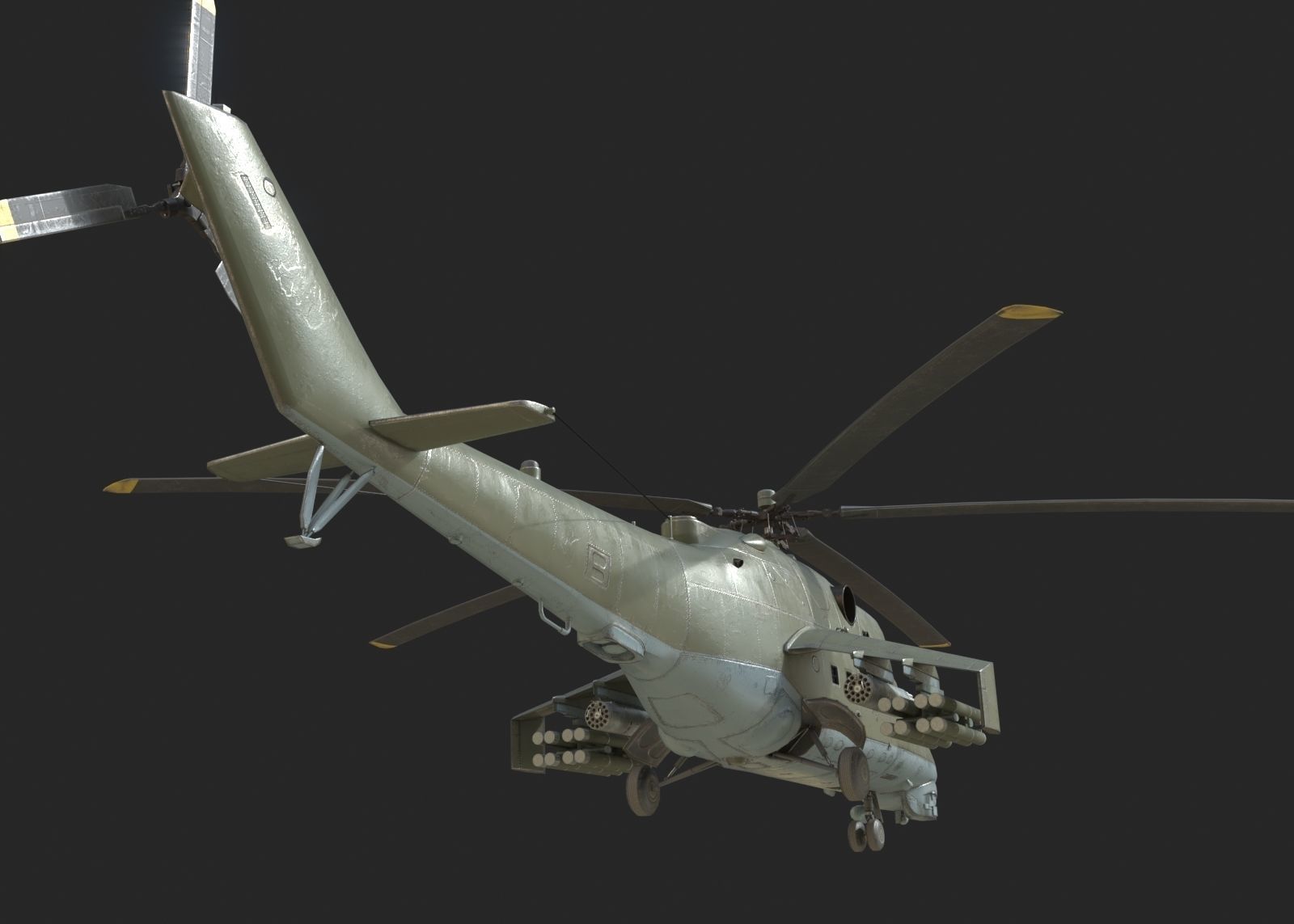 4 coatings of Russian Mi24V Hind Gunship attack helicopter Low-poly 3D model_1