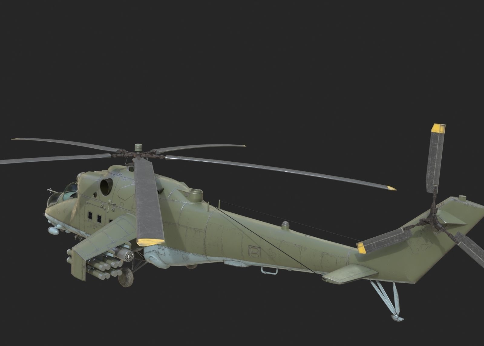 4 coatings of Russian Mi24V Hind Gunship attack helicopter Low-poly 3D model_2
