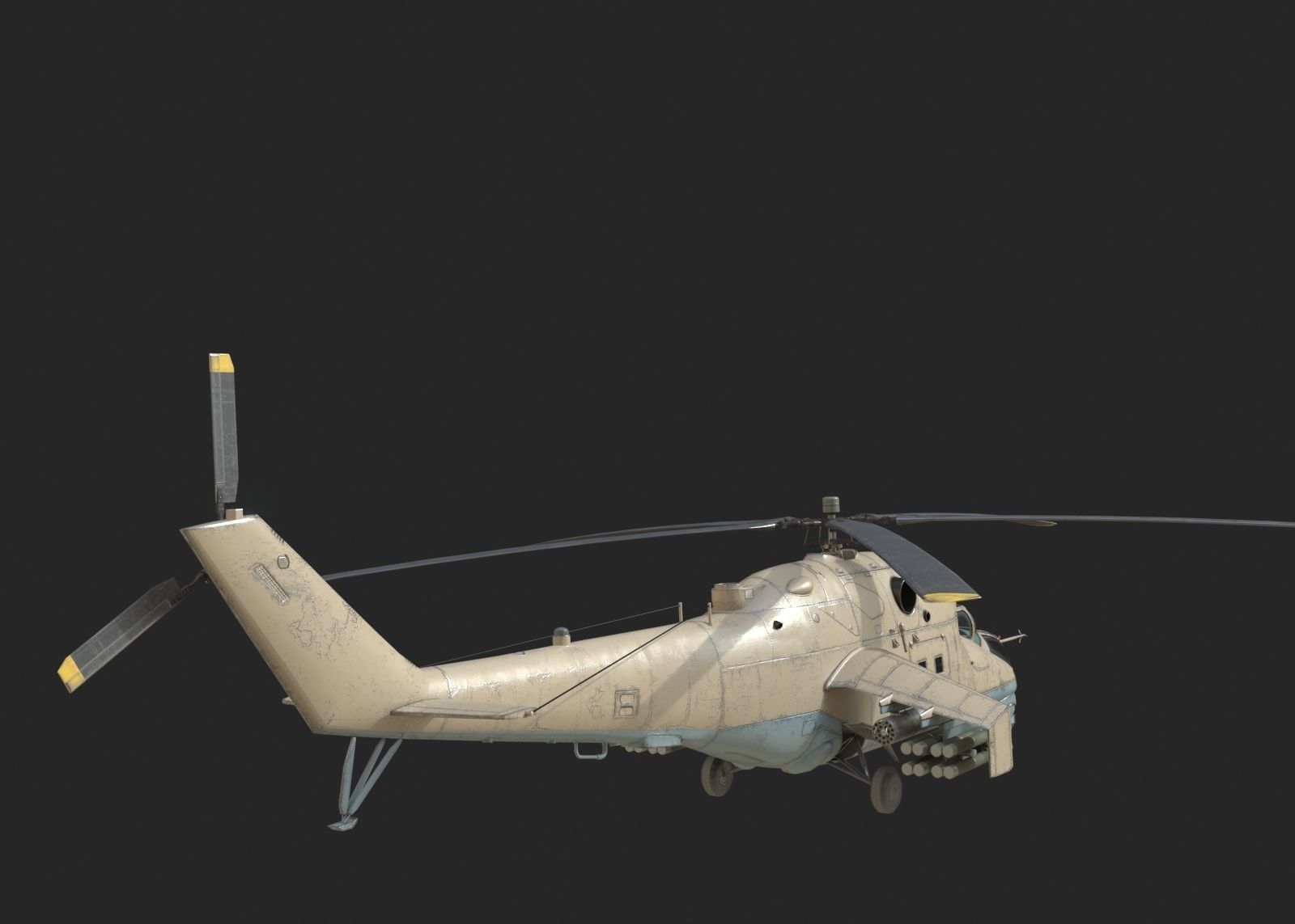 4 coatings of Russian Mi24V Hind Gunship attack helicopter Low-poly 3D model_6