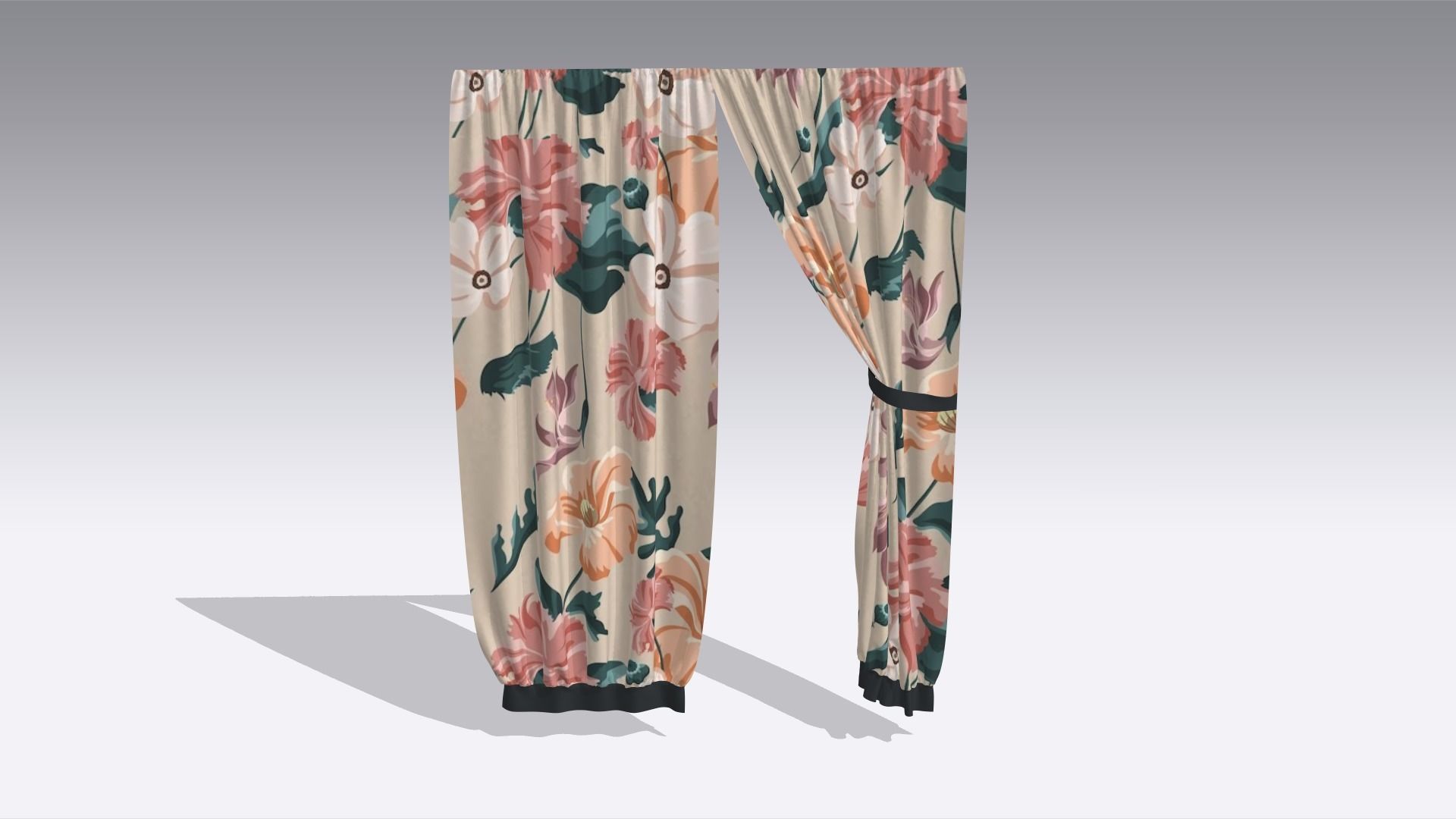 Curtain Low-poly 3D model_6