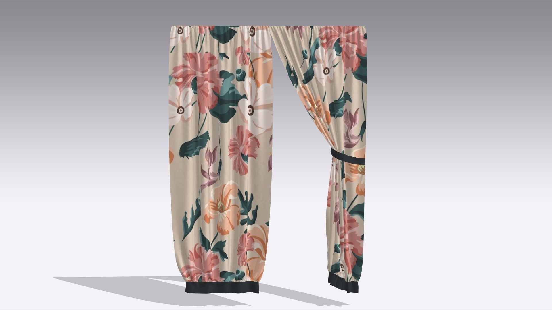 Curtain Low-poly 3D model_1