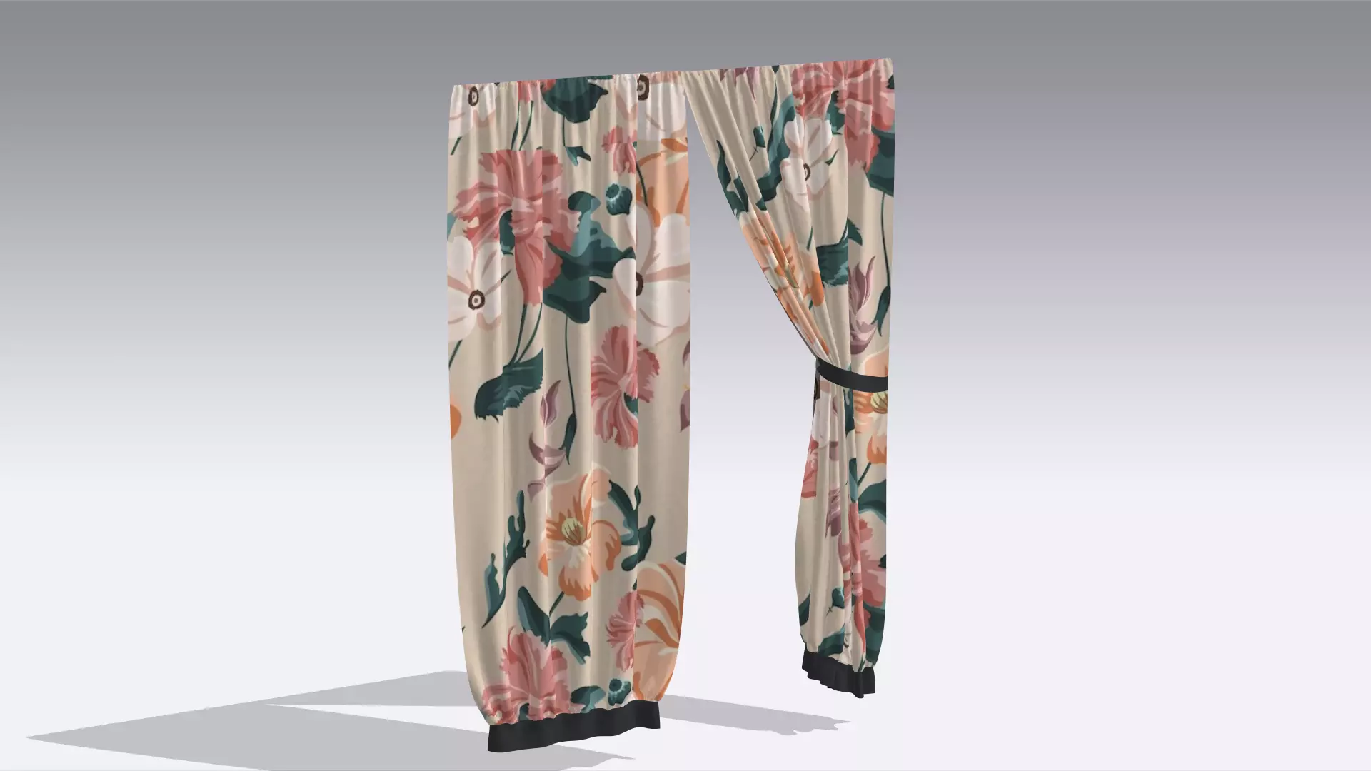 Curtain Low-poly 3D model_0