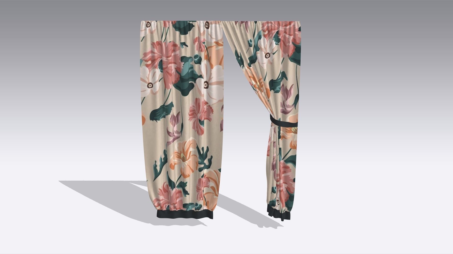 Curtain Low-poly 3D model_3