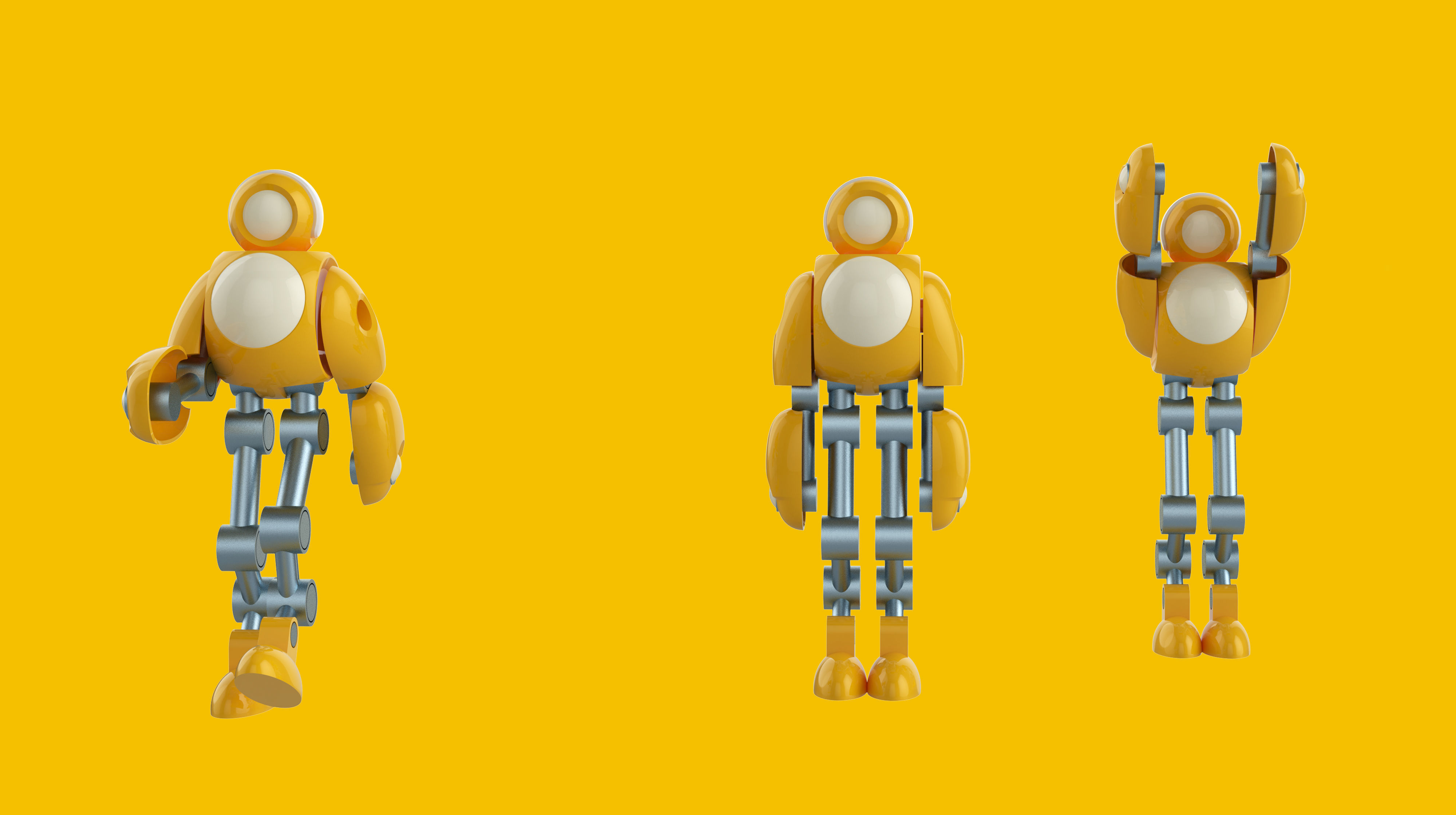 The Radiant Automaton  A Yellow Robot Model 3D model_1