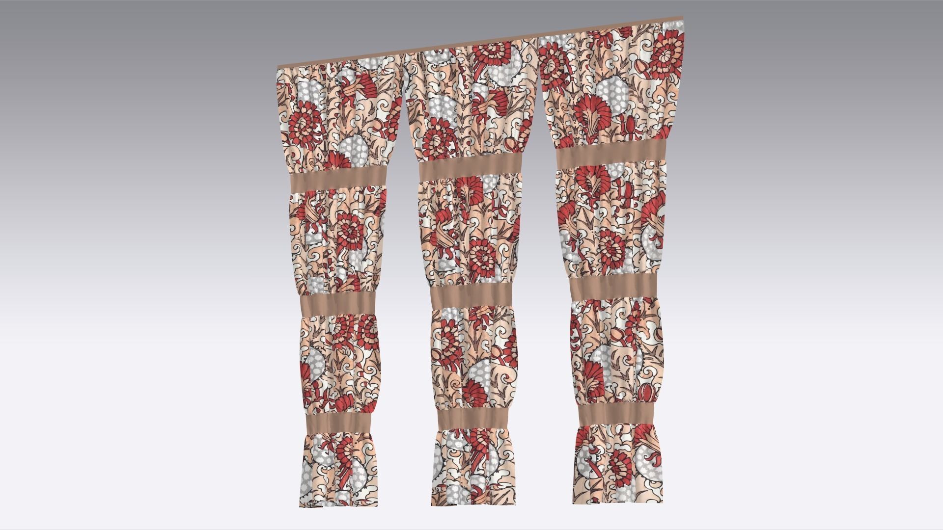 Curtain Low-poly 3D model_5