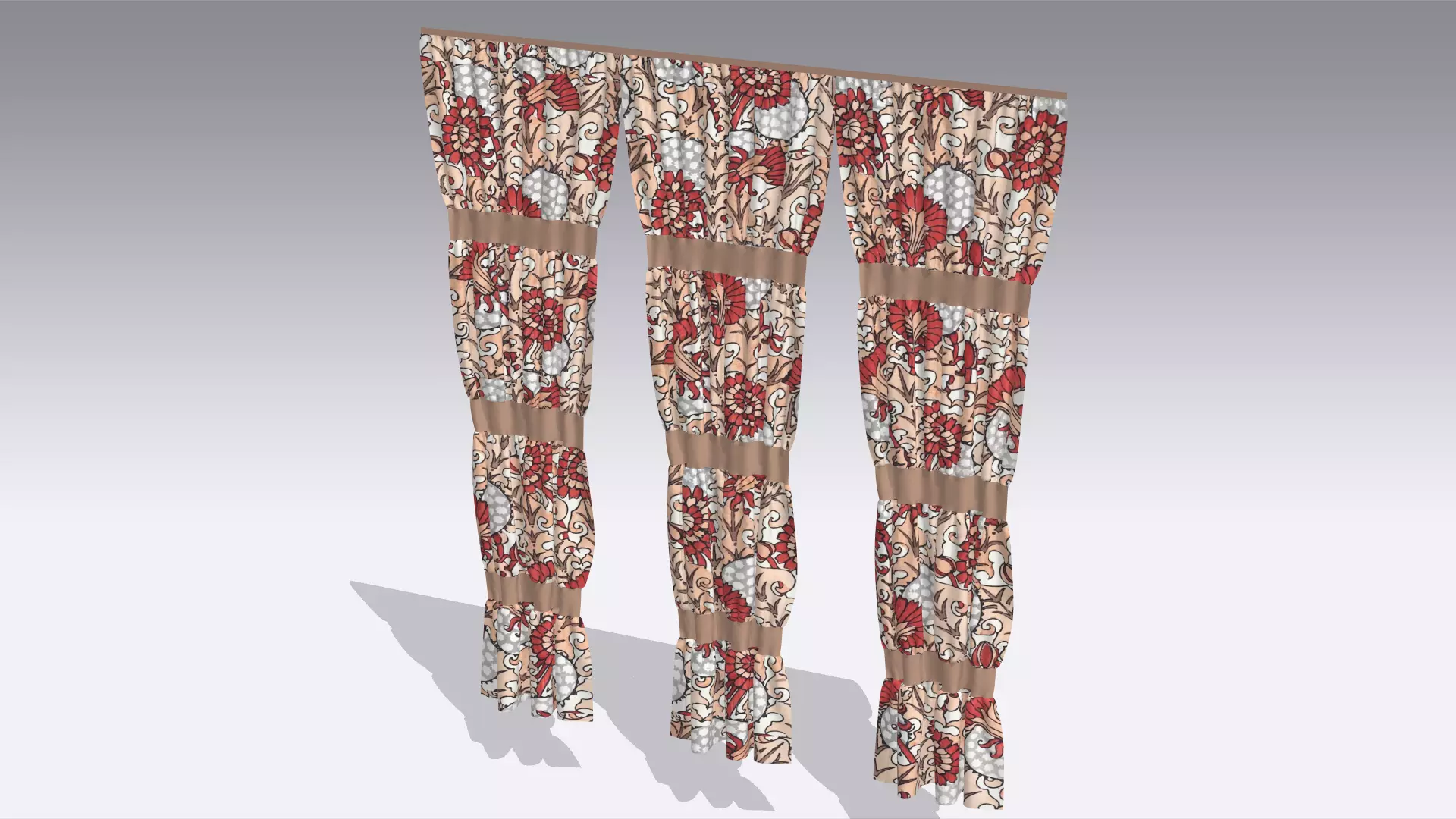 Curtain Low-poly 3D model_0