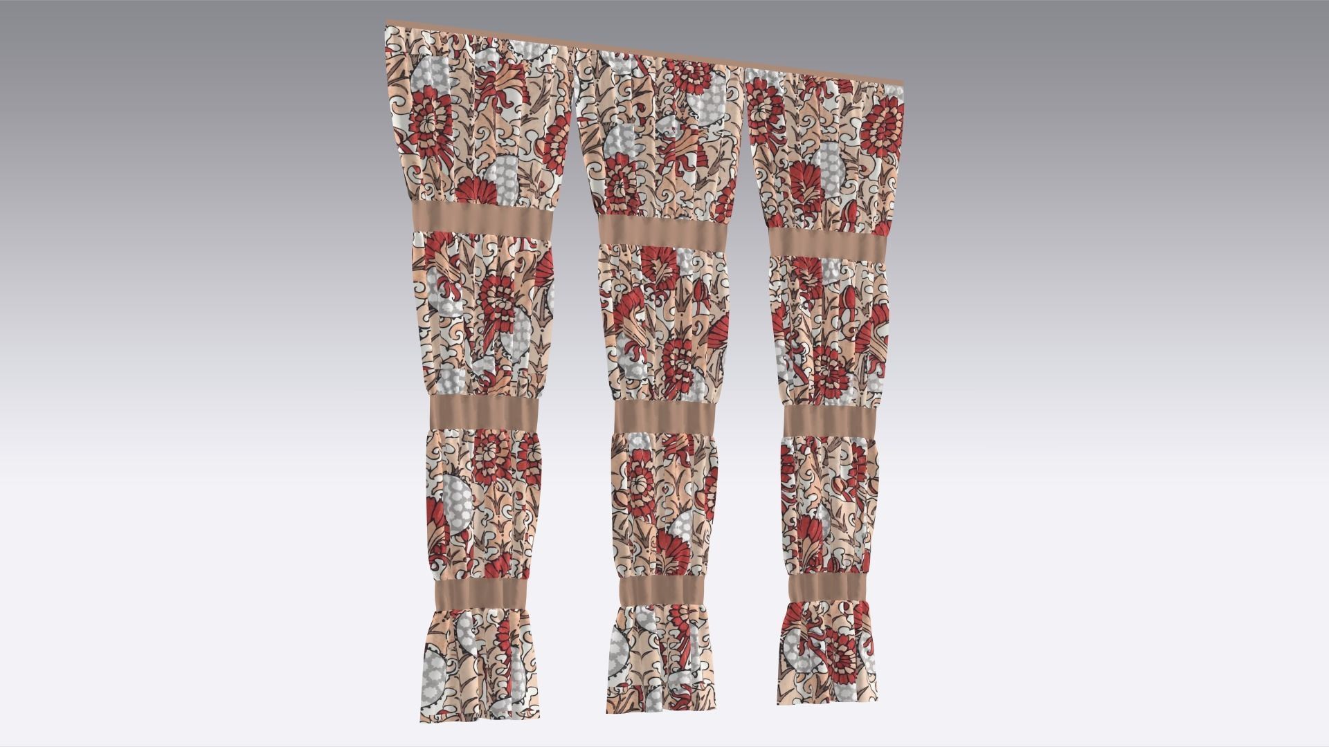 Curtain Low-poly 3D model_4