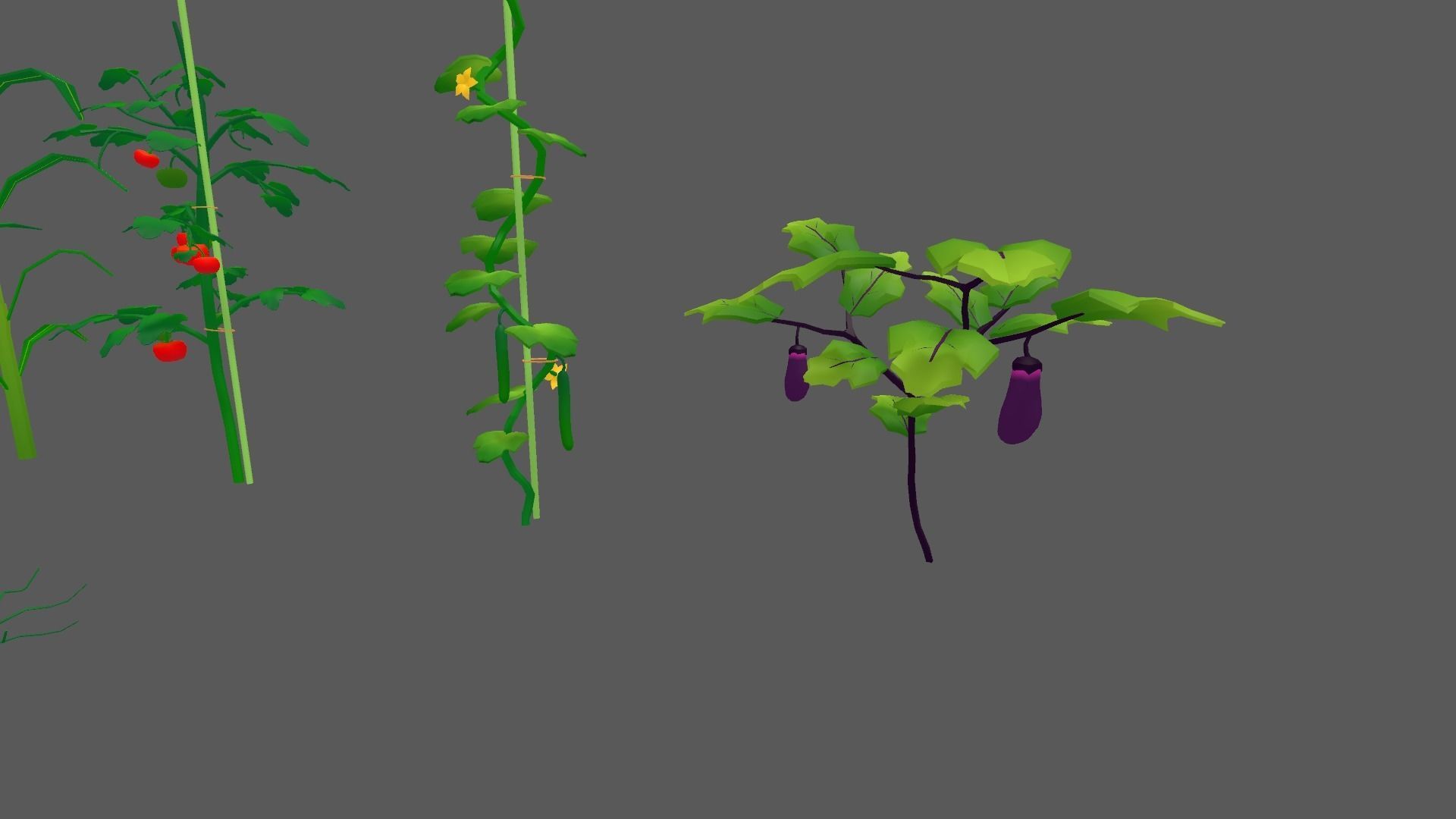 Summer Vegetable Field Set Low-poly 3D model_1