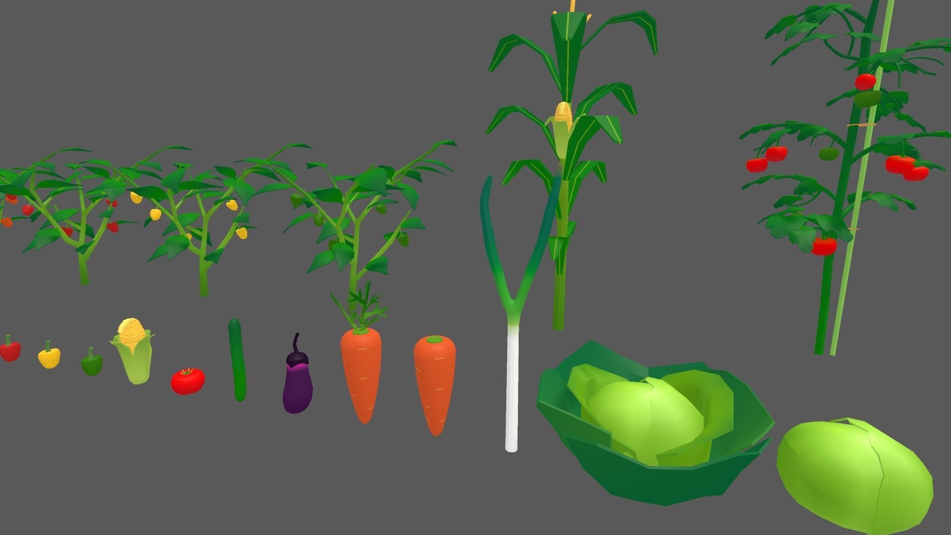 Summer Vegetable Field Set Low-poly 3D model_3