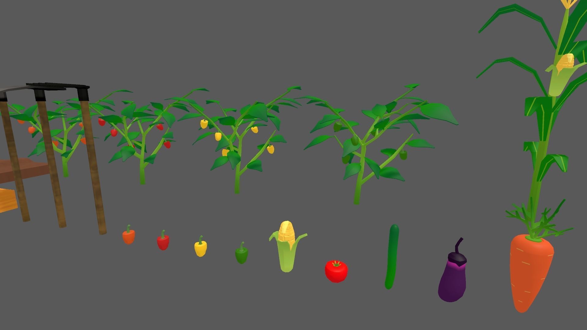 Summer Vegetable Field Set Low-poly 3D model_4