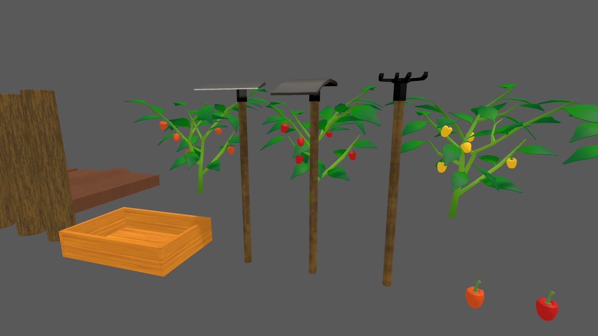 Summer Vegetable Field Set Low-poly 3D model_5