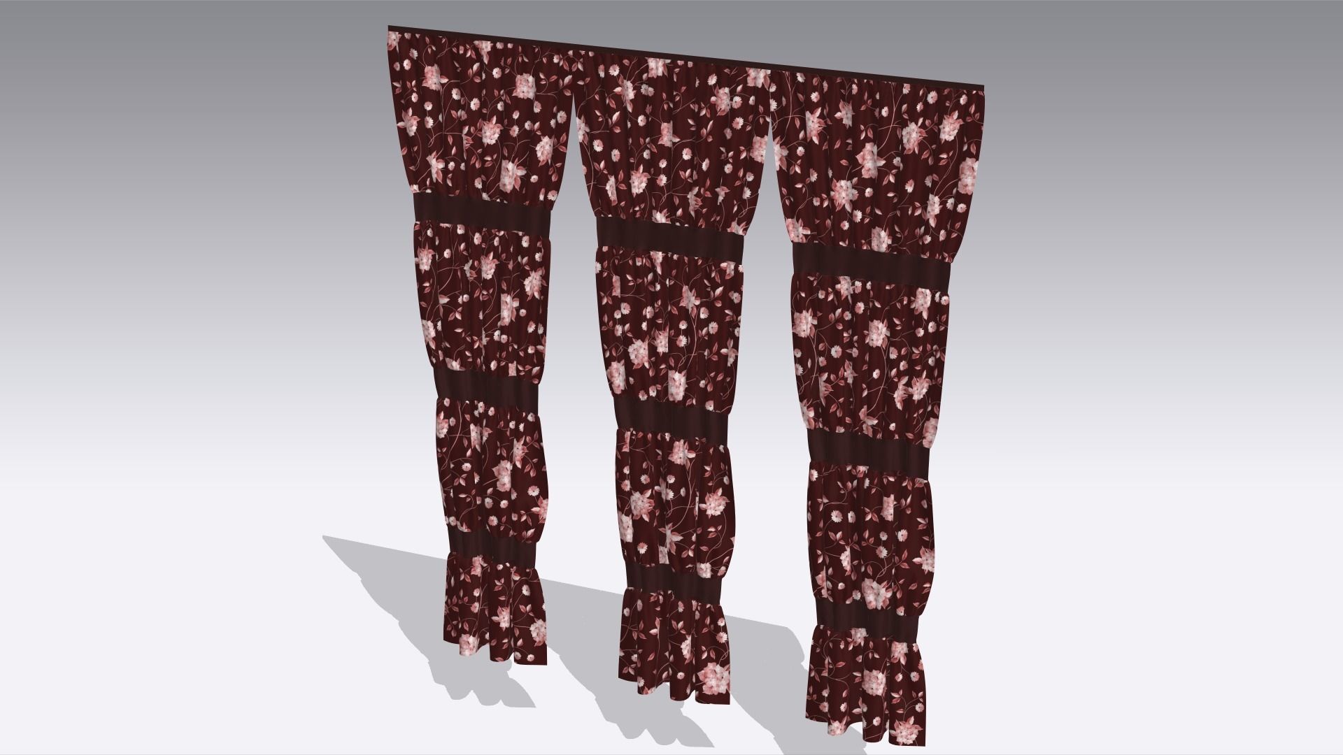 Curtain Low-poly 3D model_2