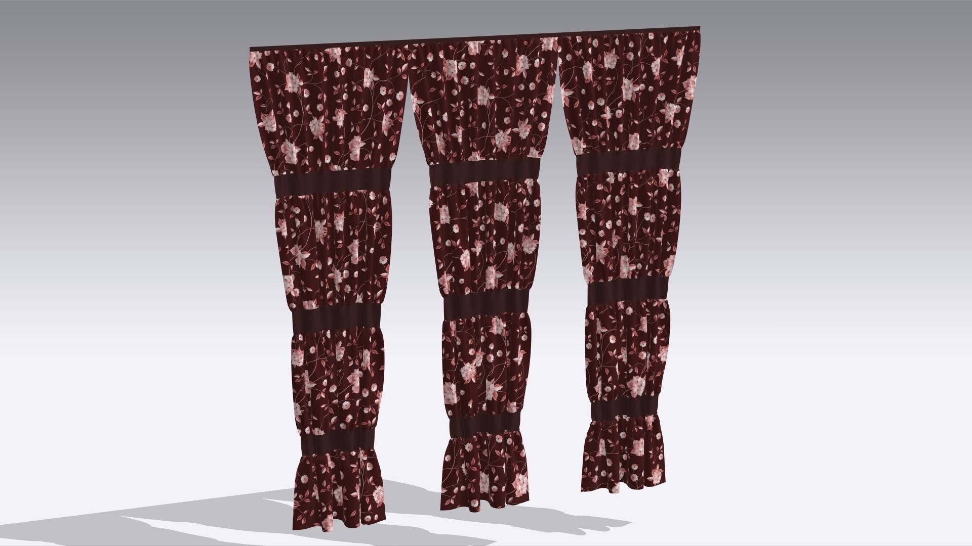 Curtain Low-poly 3D model_1