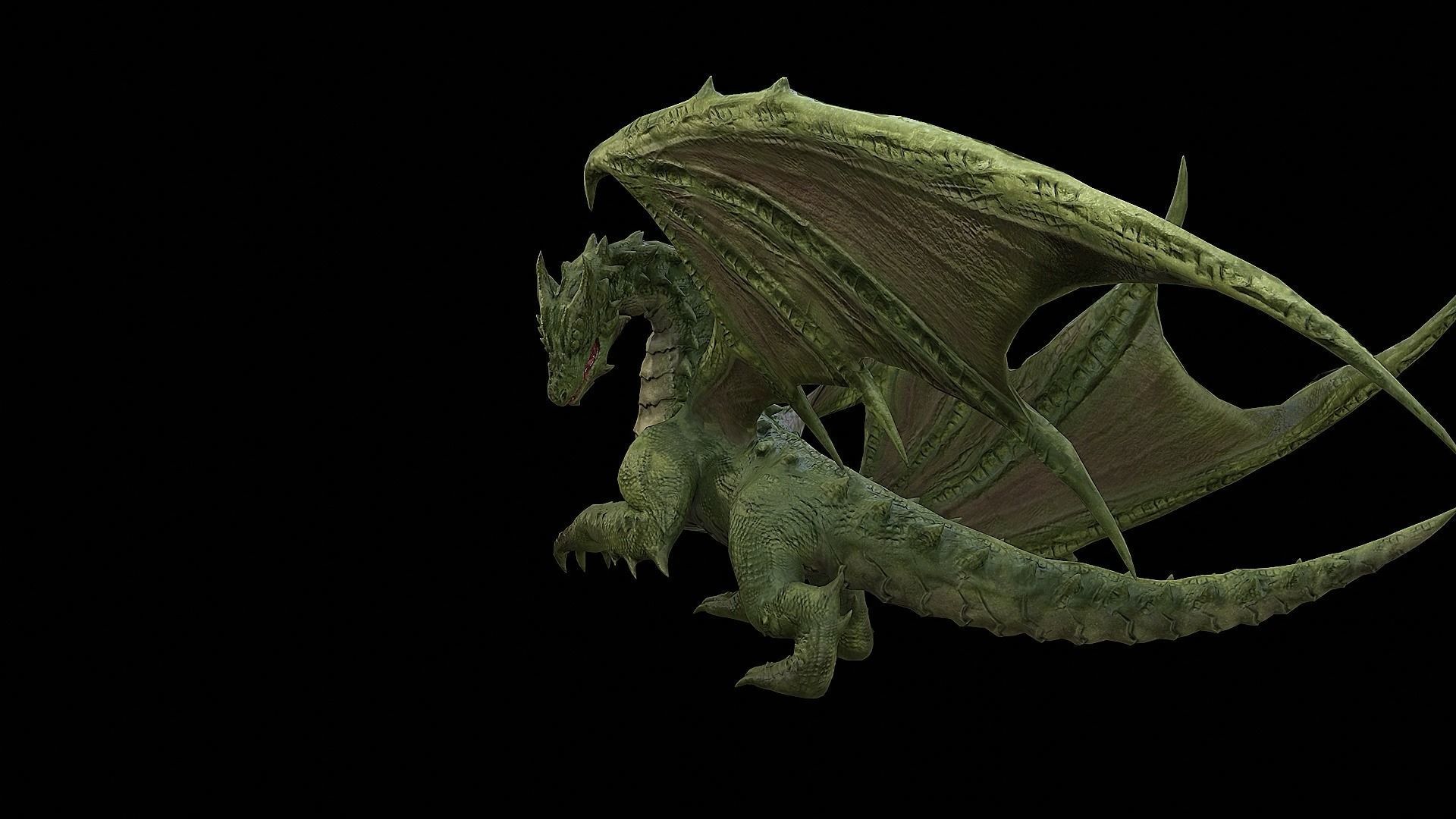 The Dragon - 4 Legs 2 Wings Dragon Low-poly 3D model_3