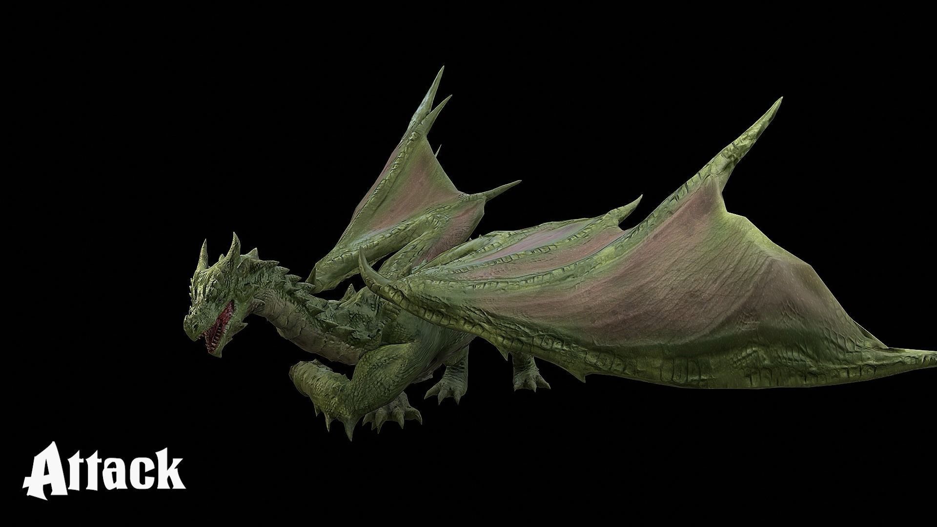 The Dragon - 4 Legs 2 Wings Dragon Low-poly 3D model_17
