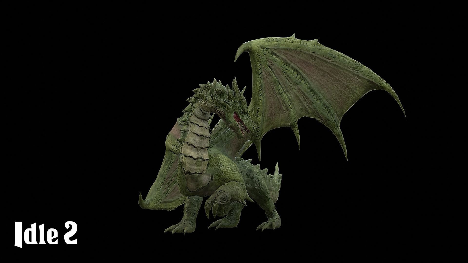 The Dragon - 4 Legs 2 Wings Dragon Low-poly 3D model_12