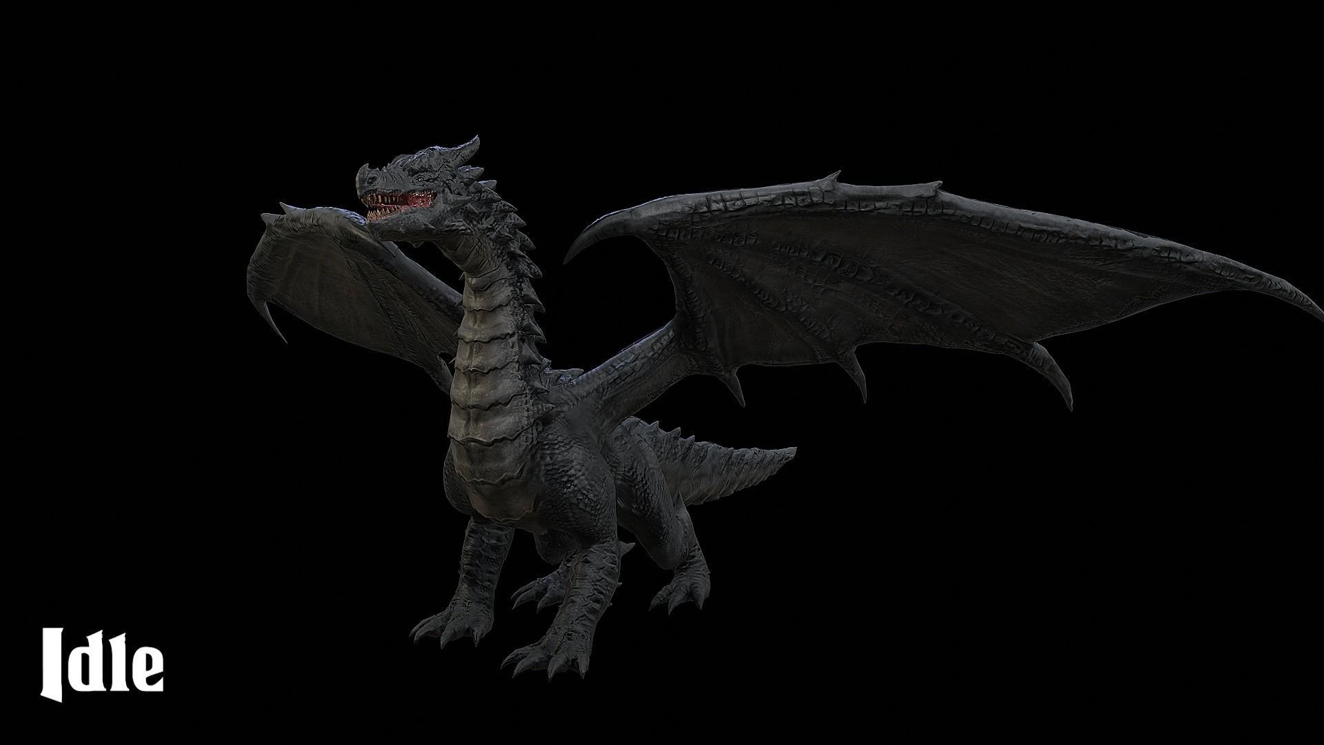 The Dragon - 4 Legs 2 Wings Dragon Low-poly 3D model_11