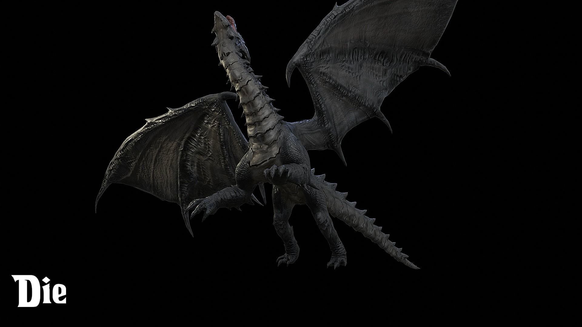 The Dragon - 4 Legs 2 Wings Dragon Low-poly 3D model_24