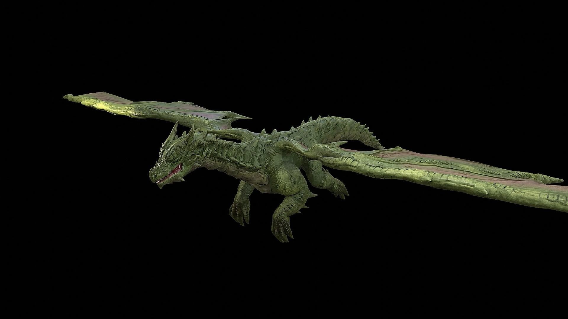 The Dragon - 4 Legs 2 Wings Dragon Low-poly 3D model_42