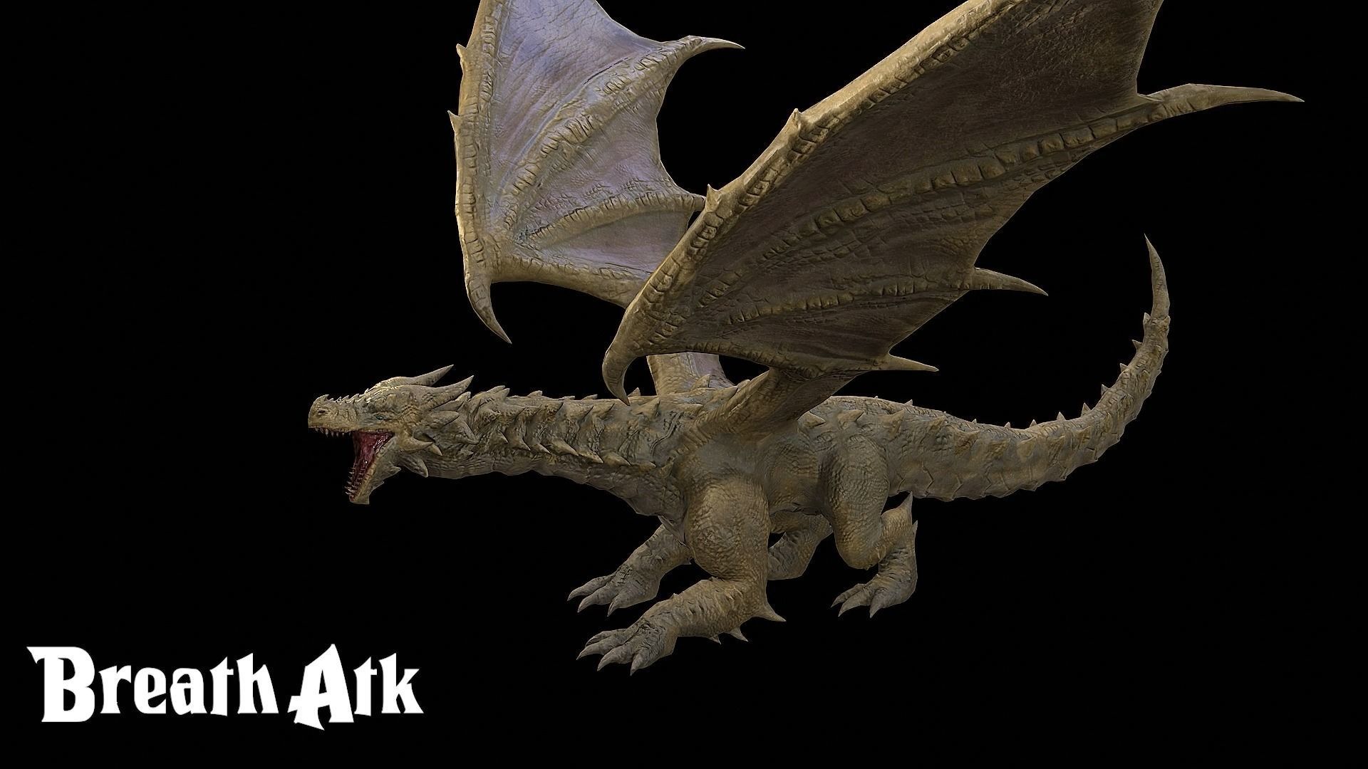 The Dragon - 4 Legs 2 Wings Dragon Low-poly 3D model_15