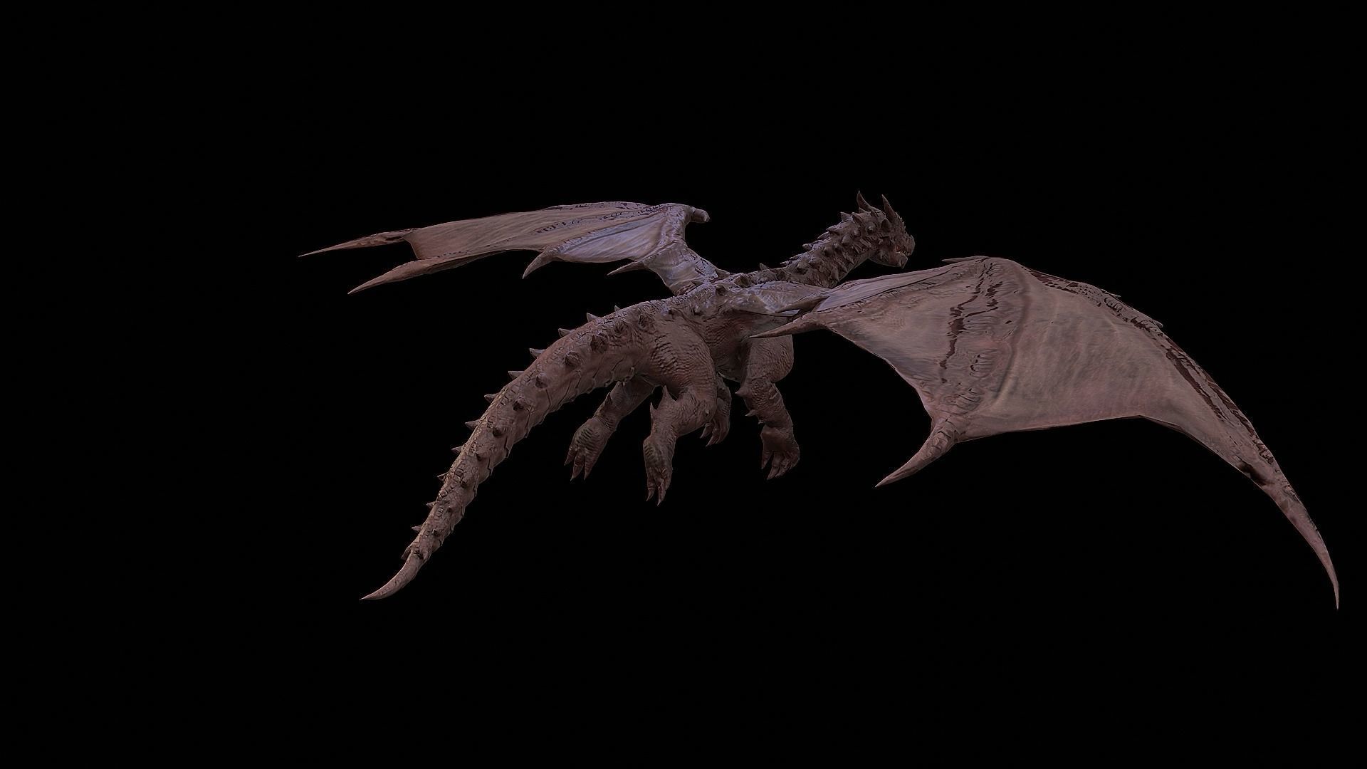 The Dragon - 4 Legs 2 Wings Dragon Low-poly 3D model_35