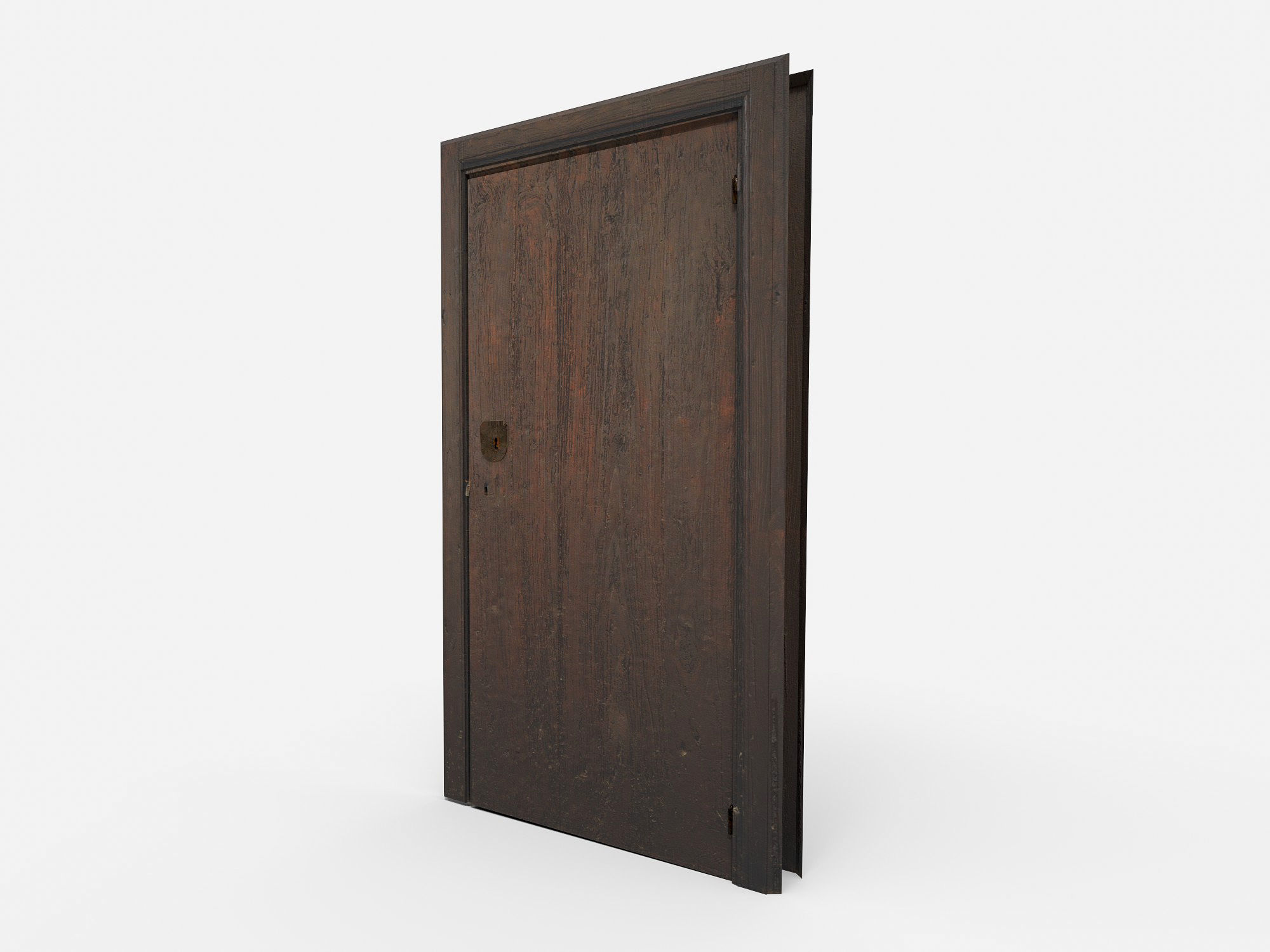 Wooden door 2 Low-poly 3D model_1