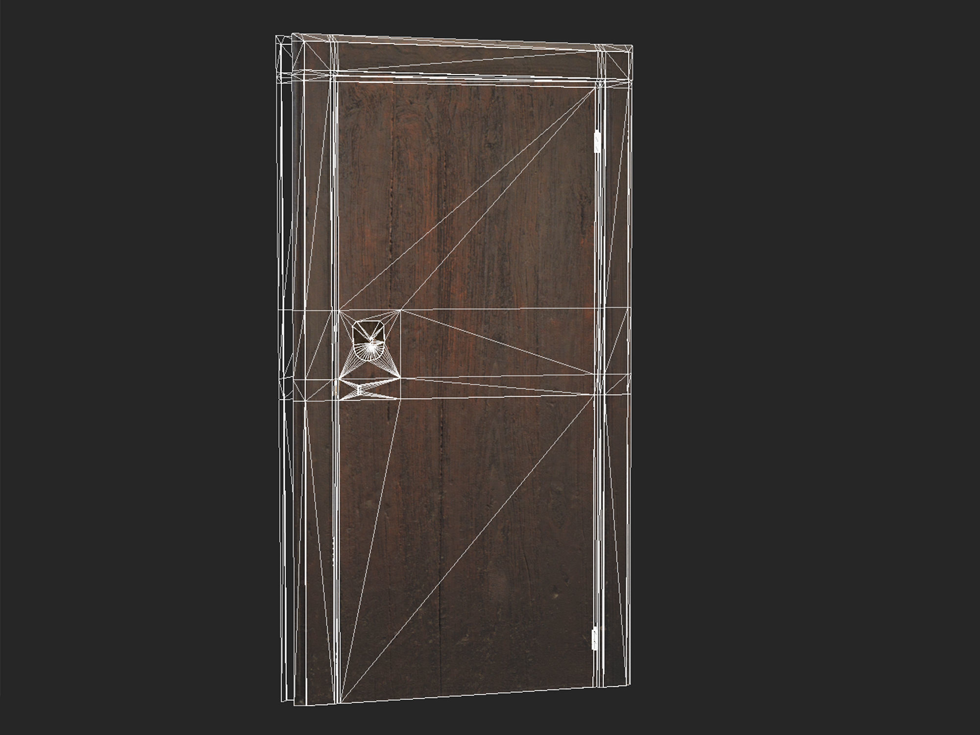 Wooden door 2 Low-poly 3D model_8