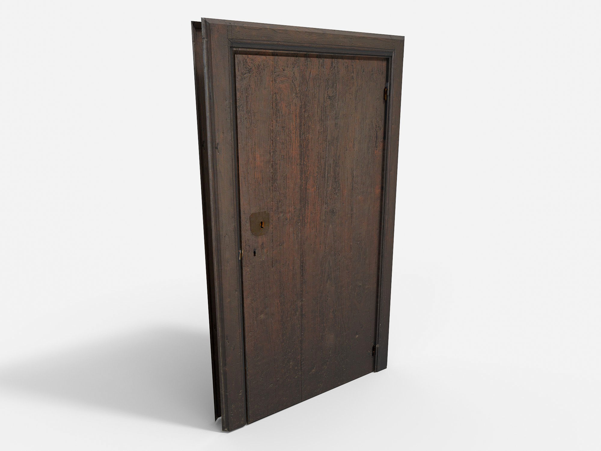 Wooden door 2 Low-poly 3D model_2