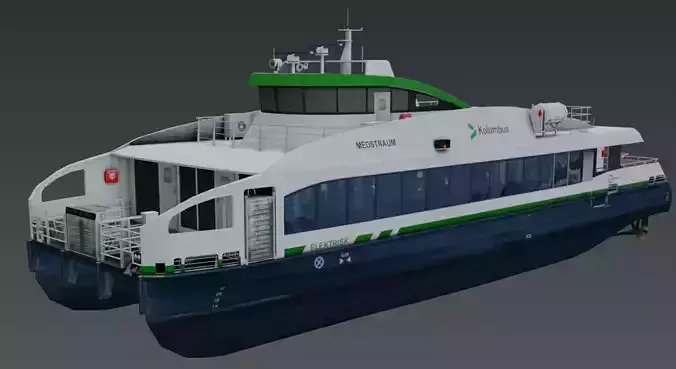 Fully electric fast ferry 3D model Low-poly 3D model