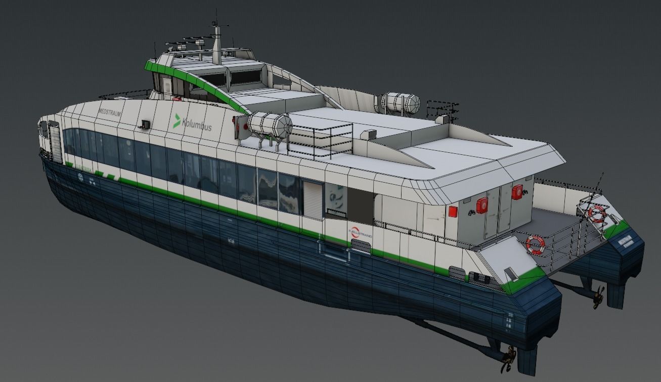 Fully electric fast ferry 3D model Low-poly 3D model_1